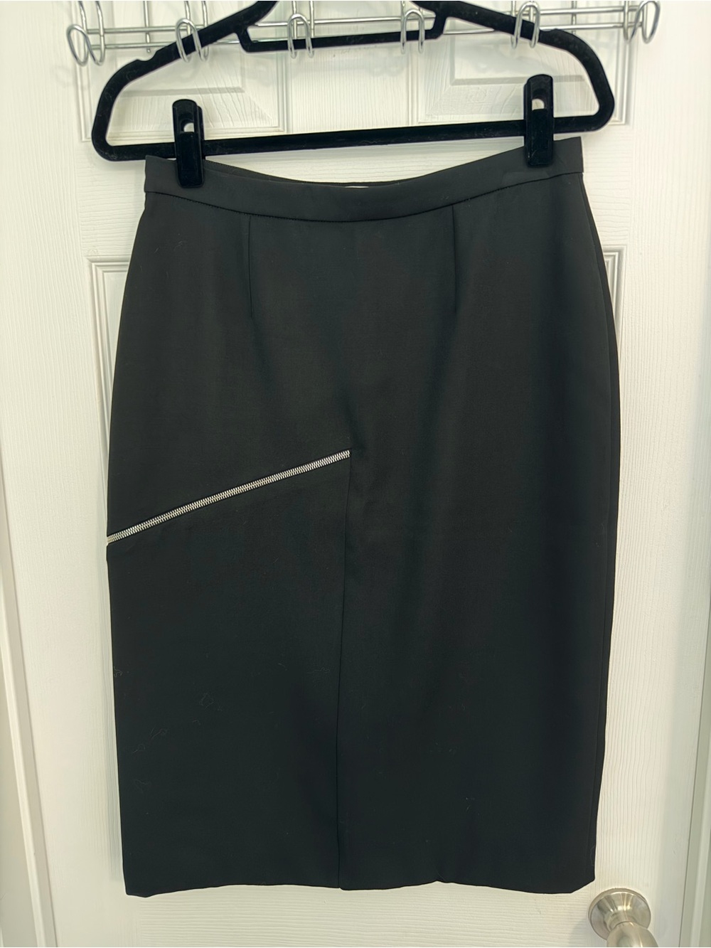 Alexander McQueen Black Pencil Skirt with Silver Trim